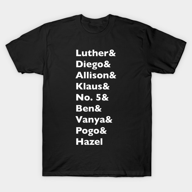 UA2 list of characters name tee T-Shirt by Diversions pop culture designs